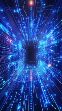 Futuristic glowing digital fractal realm with stars and energy, Background digital tech futuristic technology abstract network blue modern concept science. abstract background with neon lines and