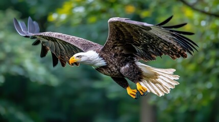 Fototapeta premium Eagle gliding in slow motion with dramatic storm clouds overhead