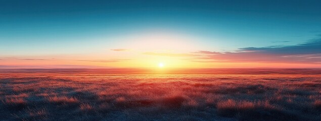 Fototapeta premium Impressionist Blue Sky with Soft Clouds and Sunshine Over Serene Landscape