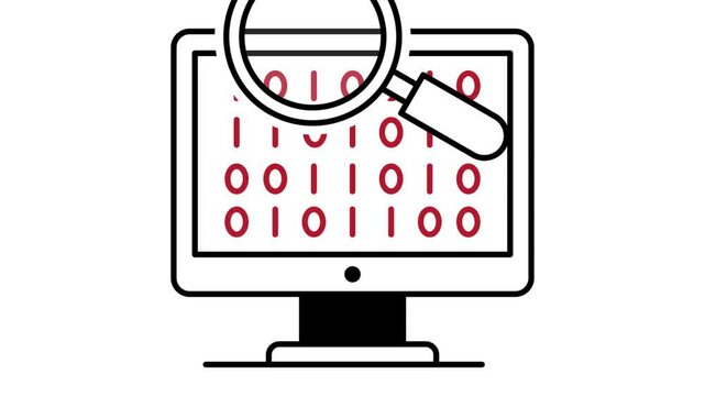 Computer Virus scanning in progress animation, Bug in Program tracking animated video, Programming and coding clip, Binary Digit randomly displaying footage, 