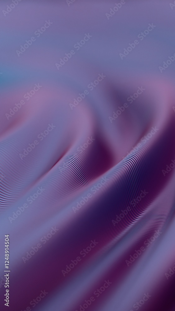 Poster Abstract 3D waves with smooth flowing lines in blue and purple tones, creating a futuristic digital landscape.........