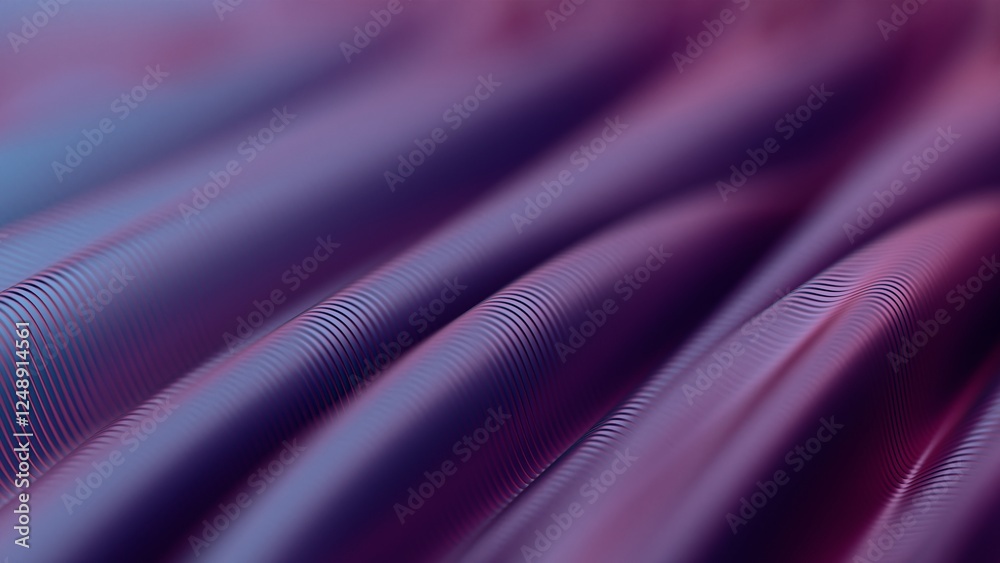 Poster abstract 3d waves with smooth flowing lines in blue and purple tones, creating a futuristic digital 