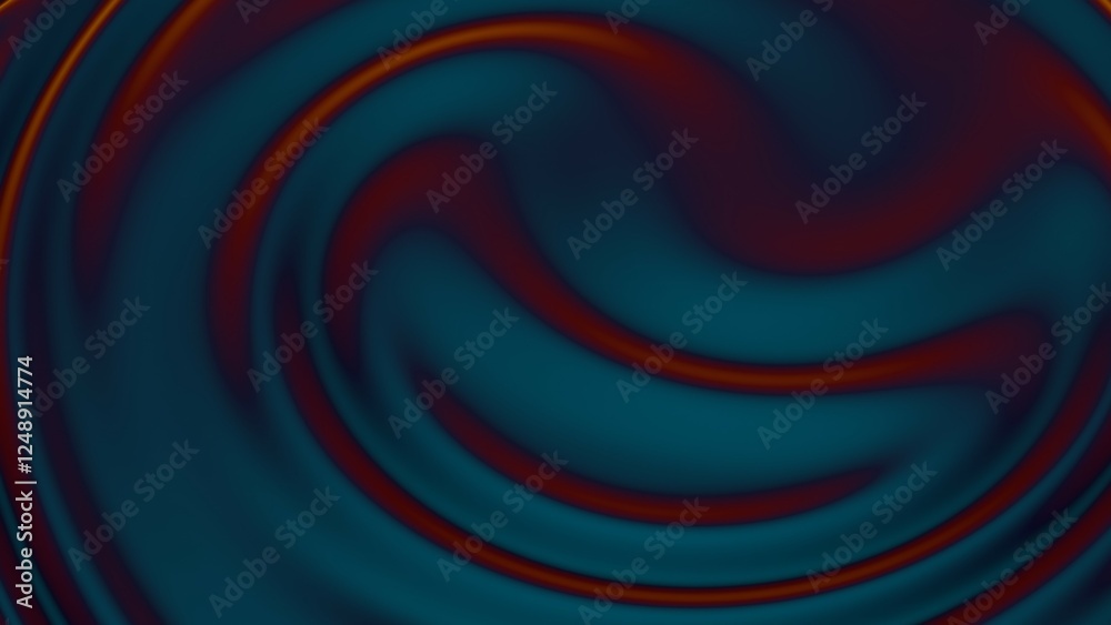 Aufkleber abstract fluid waves in deep blue and orange tones with smooth curves, creating a futuristic and ele