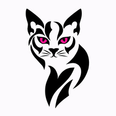 illustration vector graphic of abstract design tribal art cat face Sketch