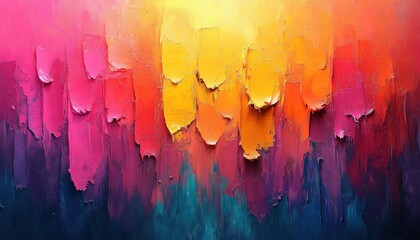 Fototapeta premium Vibrant Abstract Colorful Paint Drips Modern Art Style Glossy Texture Bright Light Wide Angle Composition