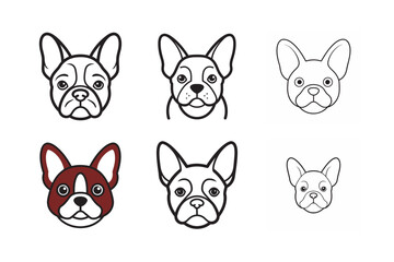 A compact, rounded outline of a French Bulldog face