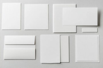 Blank stationery mockup, arranged, gray background, design template