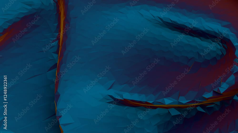 Aufkleber abstract 3d low-poly surface with blue gradients and orange accents, creating a futuristic digital t
