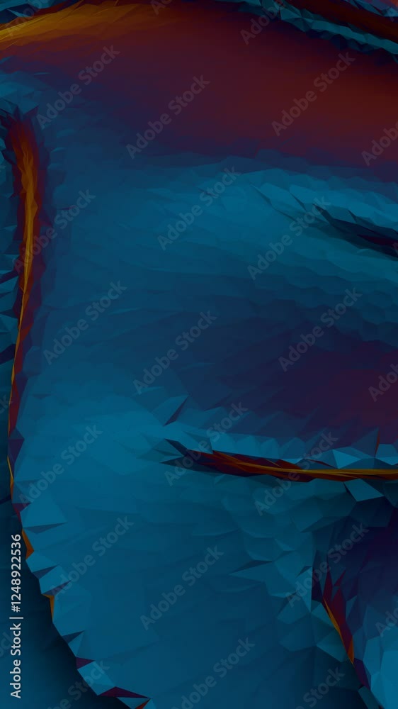 Aufkleber abstract 3d low-poly surface with blue gradients and orange accents, creating a futuristic digital t