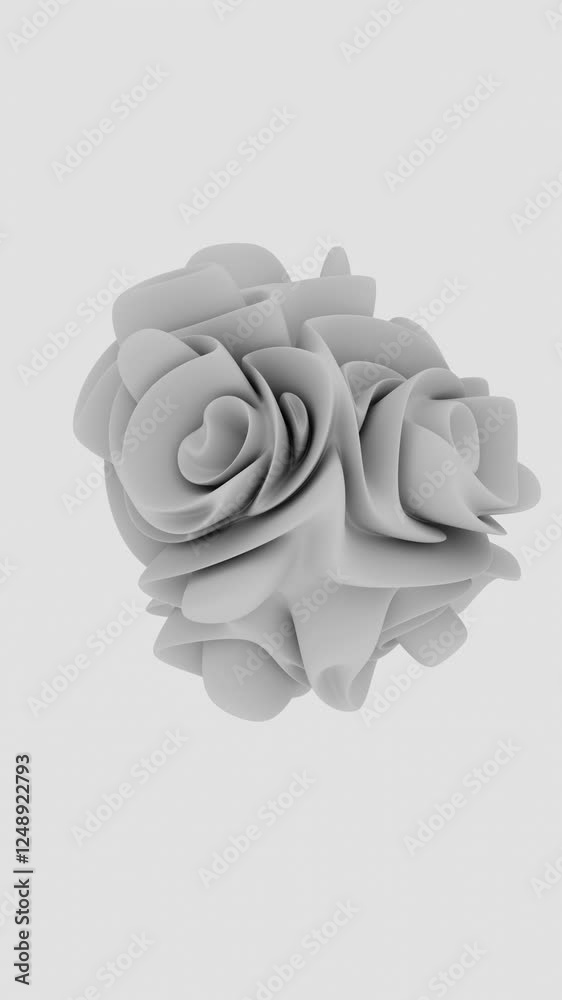 Poster abstract white sculptural form in minimalist style