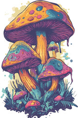 Psychedelic mushrooms illustration