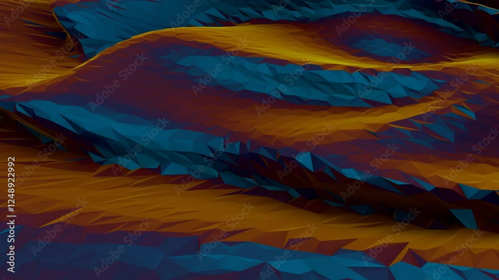 Aufkleber Abstract 3D rendering featuring a polygonal, low-poly surface with a futuristic aesthetic.