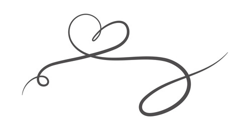 Hand drawn continuous of heart. Lineart romantic logo, icon, valentine element in trendy doodle style. love nubes art for wedding, birthday. Outline coquette vector illustration on white background.