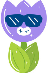 Tulip Cool Face Cartoon