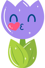 Tulip Blowing Kiss Face Cartoon
