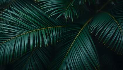 closeup nature view of green leaf and palms background. Flat lay, dark nature concept, tropical leaf, dreamy atmosphere. with white shades