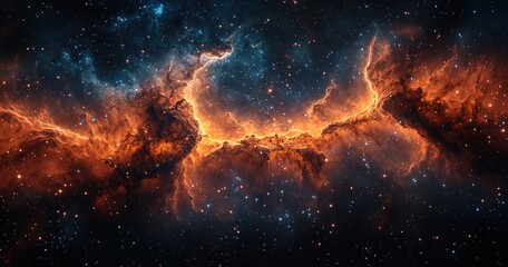 Fototapeta premium Vibrant Cosmic Landscape with Nebulas Stars and Glowing Effects