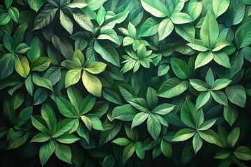 Fototapeta premium Lush Vertical Garden with Various Green Foliage and Intricate Textures in Soft Light