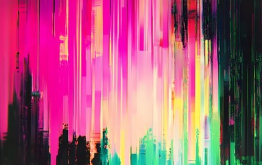 Abstract background with glitch texture and vertical lines, VHS distortion effect. Digital data loss or video broadcast message blur.