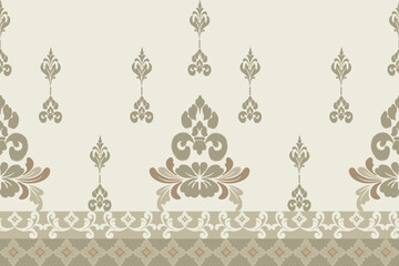 Classic Damask Seamless Pattern on light brown tone - Vector Illustration for Elegant Textile 
Design