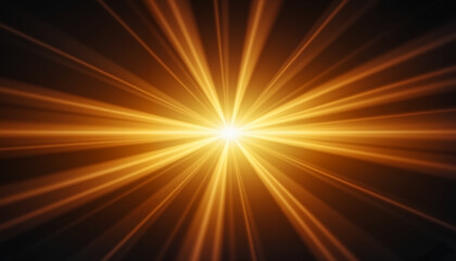 Radiant golden light beams bursting from central point, energy concept