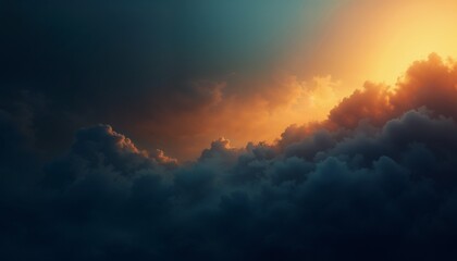 Dramatic cloudy sky at sunset with vibrant colors and soft lighting