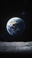 Panoramic View of Earth's Serene Landscape from Lunar Orbit