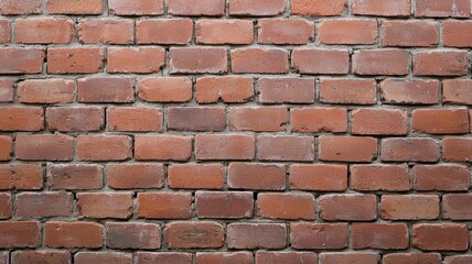 Fototapeta premium Red brick wall texture with a rustic appearance and visible mortar lines.