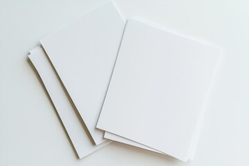 Blank white cards mockup, flat lay, white background, design template