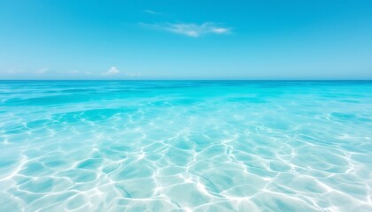 Fototapeta premium Serene Turquoise Ocean: Sunlit Water and Azure Sky