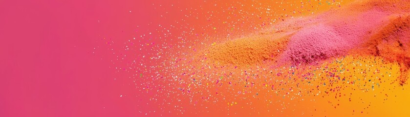 Fototapeta premium A vibrant blend of pink and orange colors, with a shimmering, powdery texture suggesting movement and energy, creating an eye-catching abstract background, Holi
