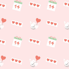 Valentines day seamless background with romantic symbols.