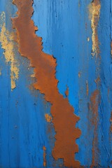 arafed blue and orange paint with a rusted stripe on it