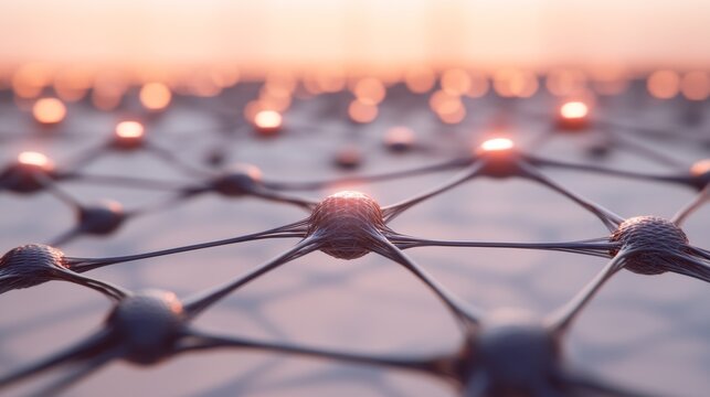 Glowing interconnected network of nodes and lines Neurons，symbolizing open-source collaboration, abstract digital patterns in the background. Technology and innovation concepts.