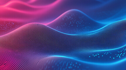 Abstract image of blue and pink rippled lines in waves.