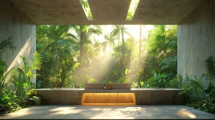 Tranquil Jungle Sanctuary: Concrete Minimalism Meets Tropical Paradise