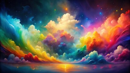 Abstract Watercolor Rainbow Background - Low Light Artistic Texture