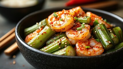 Spicy Shrimp & Asparagus Stir-Fry in Bowl