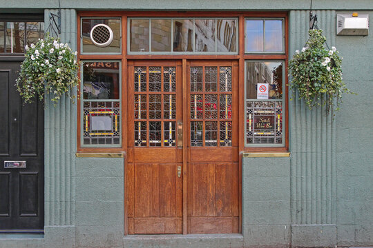 Entrance to Spitals Wine Bar at Spitalfields Market in London United Kingdom
