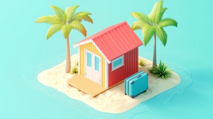 Fototapeta premium Tropical beach house vacation getaway