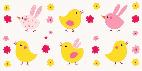 A vibrant assortment of various birds and colorful flowers displayed against a pristine white background, showcasing their natural beauty and diversity.
