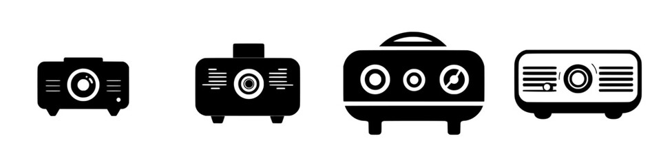 Different styles of vintage music players displayed in a row for comparison in a creative design workshop