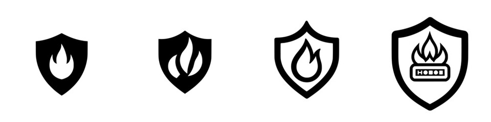 Fire safety icons in a simple and modern design for educational purposes