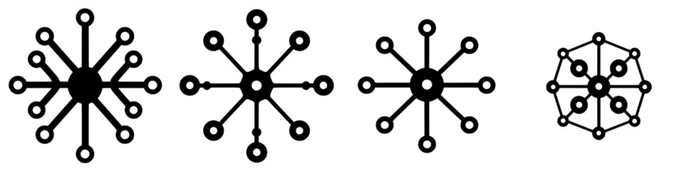 Decorative geometric designs showcasing unique snowflake patterns, ideal for winter-themed projects or festive decorations