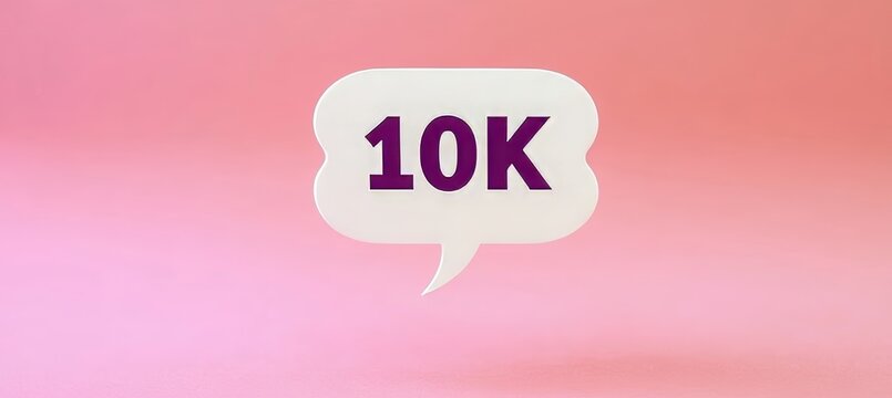 Social Media Concept. 3D Speech Bubble Render With 10K Achievement. Notification Banner