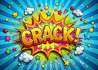 Aerial Comic Book Crack Whimsical Bubbles - Fun Stock Photo