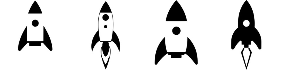 Different types of rocket icons in a minimalist design showcasing creativity and innovation