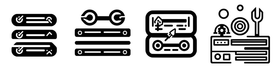 Exploring various graphic design elements featuring buttons, links, and user interface components in a minimalist style