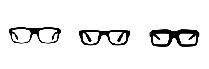 Fototapeta premium Different styles of eyeglasses displayed on a plain background showcasing modern design elements and varying shapes