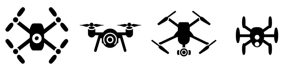 Different types of drone silhouettes representing modern flying technology and their versatility in various applications